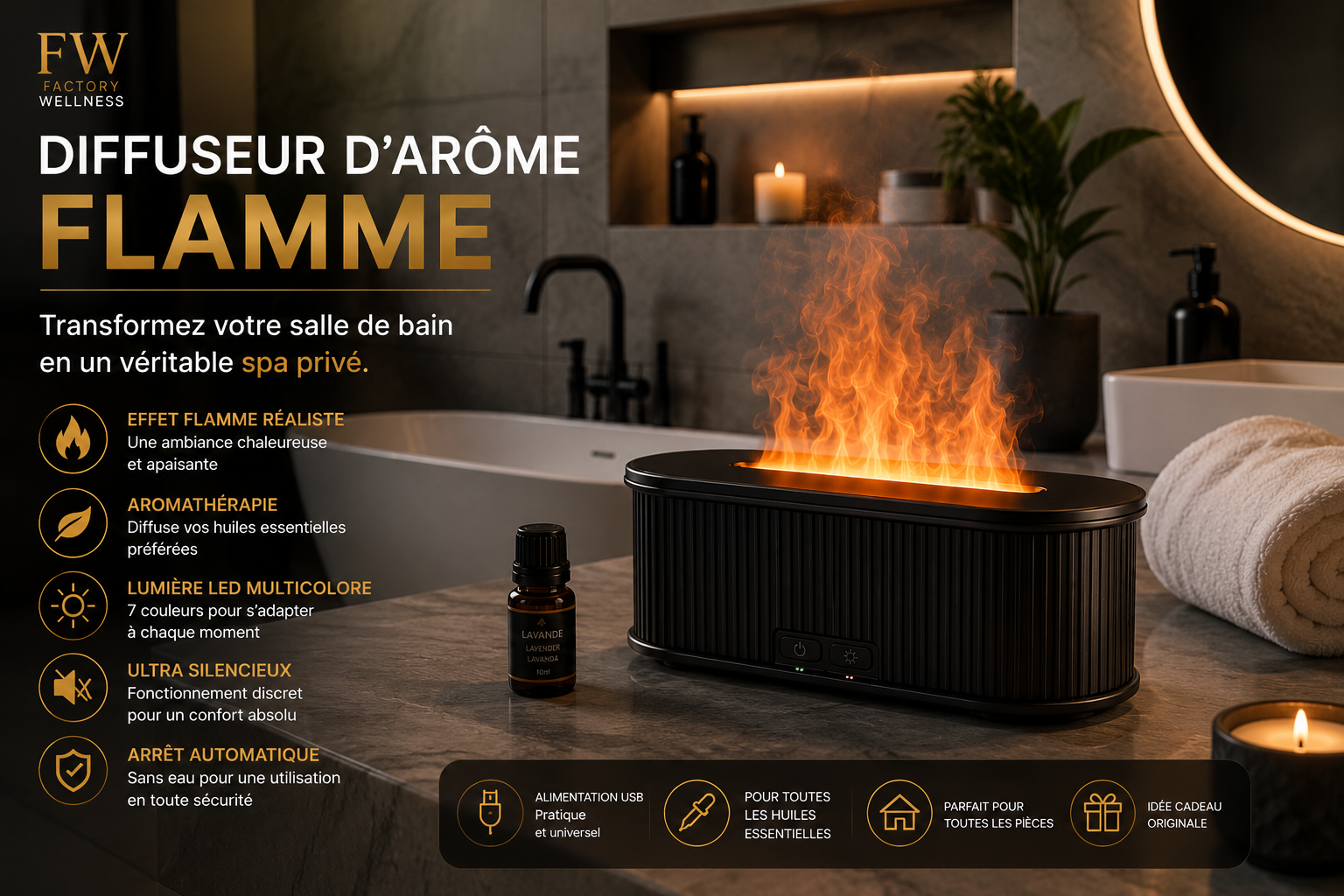 Diffuseur d'Arômes Flamme Premium – Factory Wellness