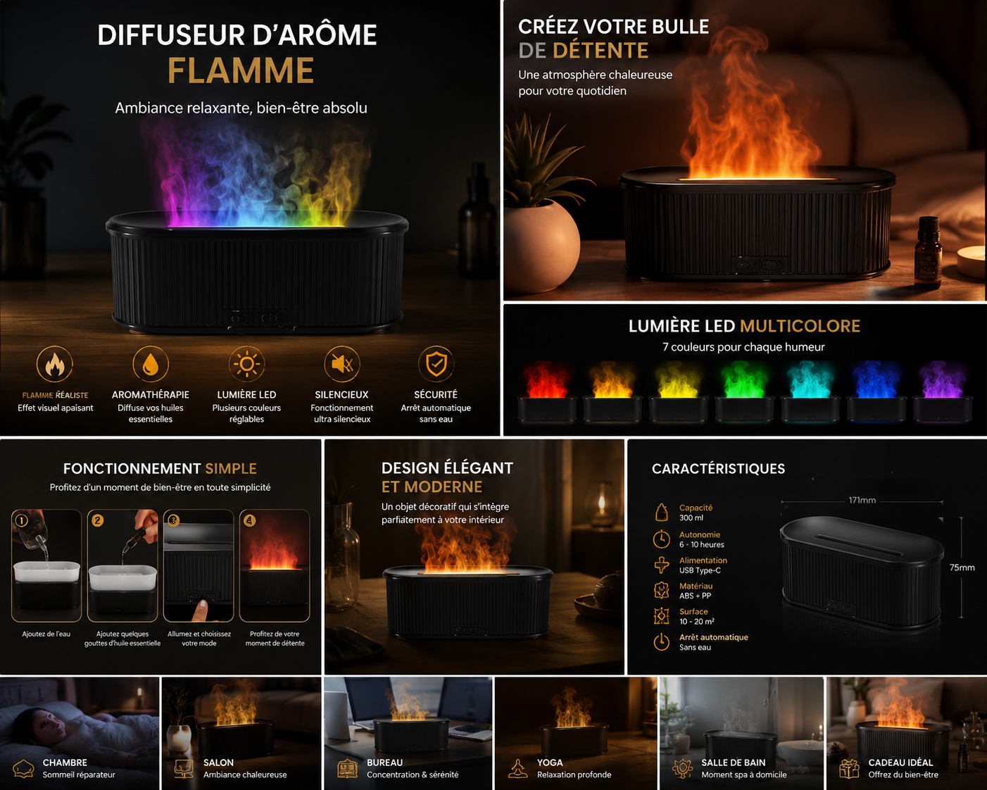 Diffuseur d'Arômes Flamme Premium – Factory Wellness